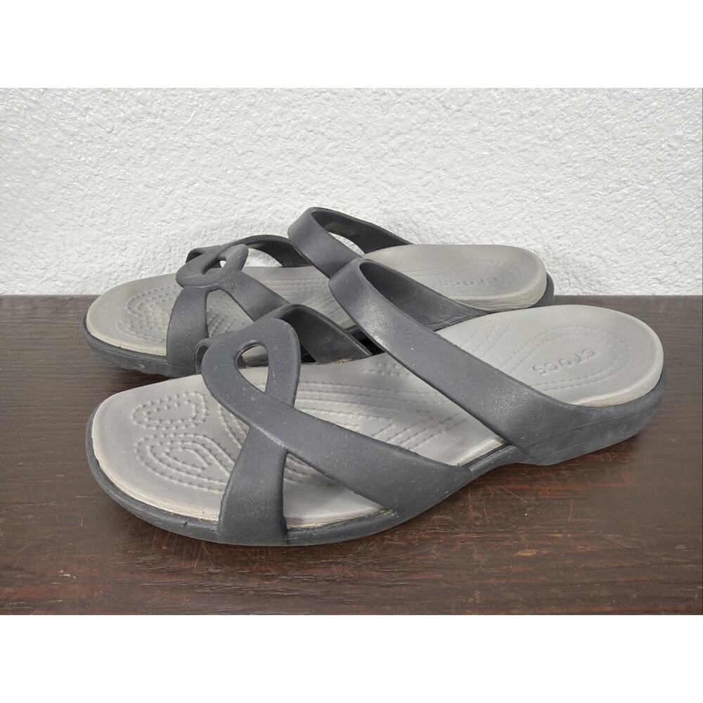 Crocs Black Meleen Twist Sandals Slip On Womens Gray Comfort Cushion 202497 Sz 8